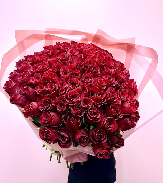 Букет из 101 красной розы Эквадор 60 см