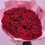 Букет из 91 красной розы 80 см